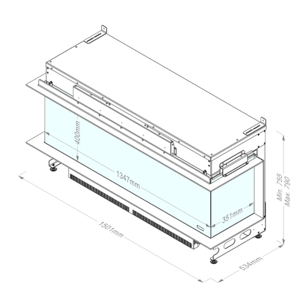 e-MatriX Linear 1300-400 III – vodní parní krb