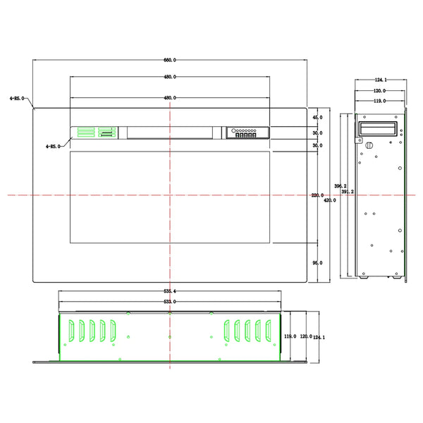 LED Pro vestavěný elektrický krb – 66 cm