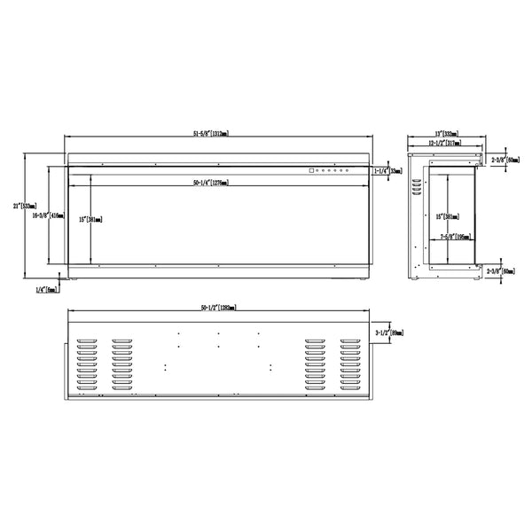 Gold 132 cm – Vestavěný elektrický krb