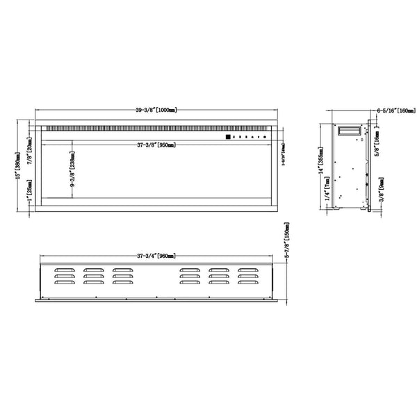 Royal Pro 100 cm nástěnný elektrický krb - černý