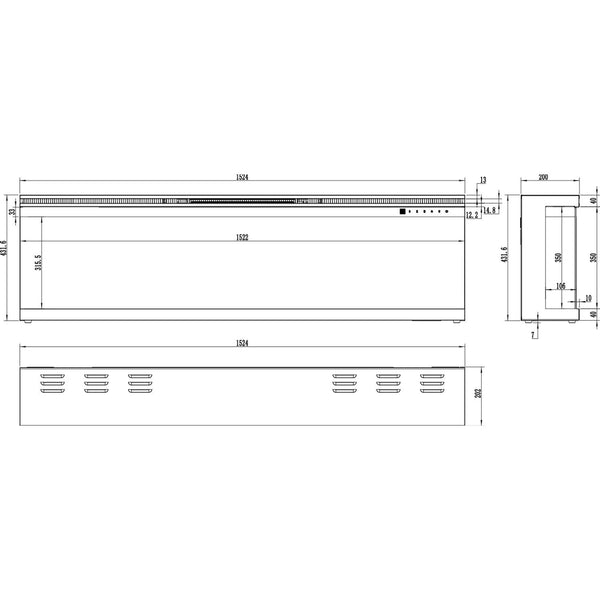 Unique 153 cm - třístranný elektrický krb
