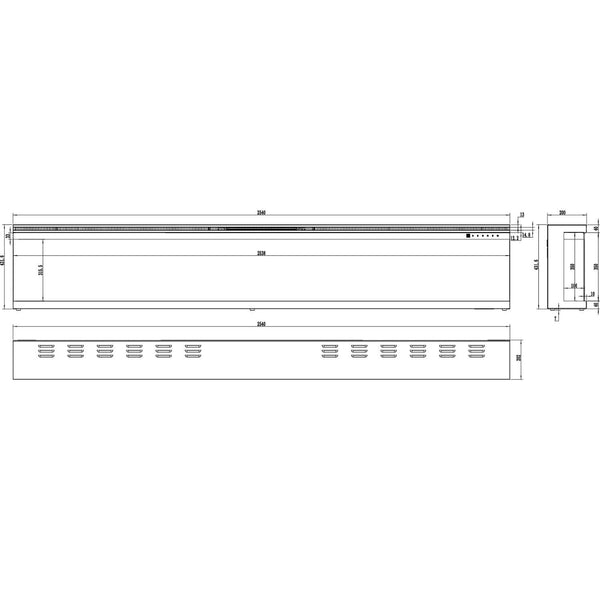 Unikátní 254 cm – třístranný elektrický krb