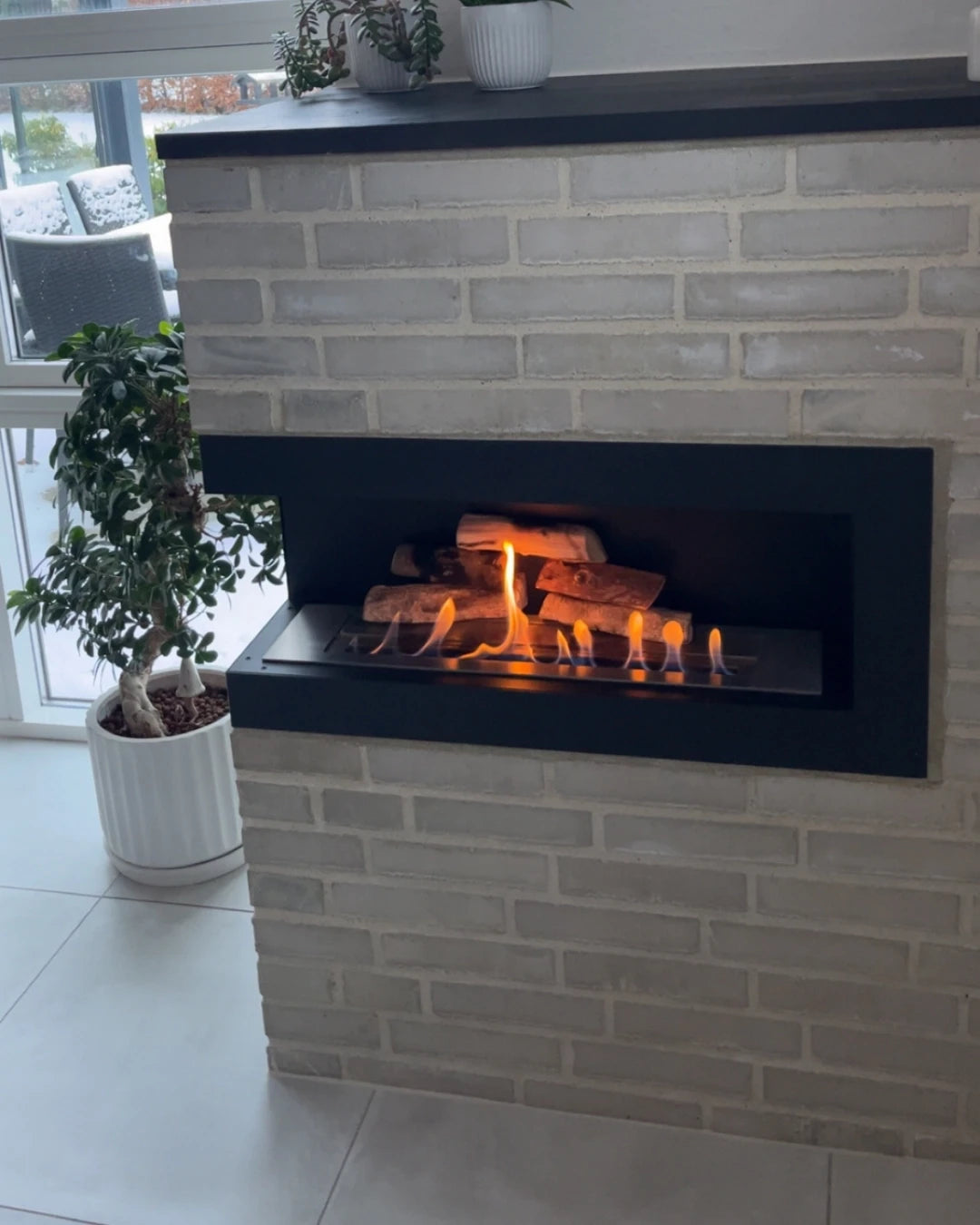 Rohový krb 85 cm – levý