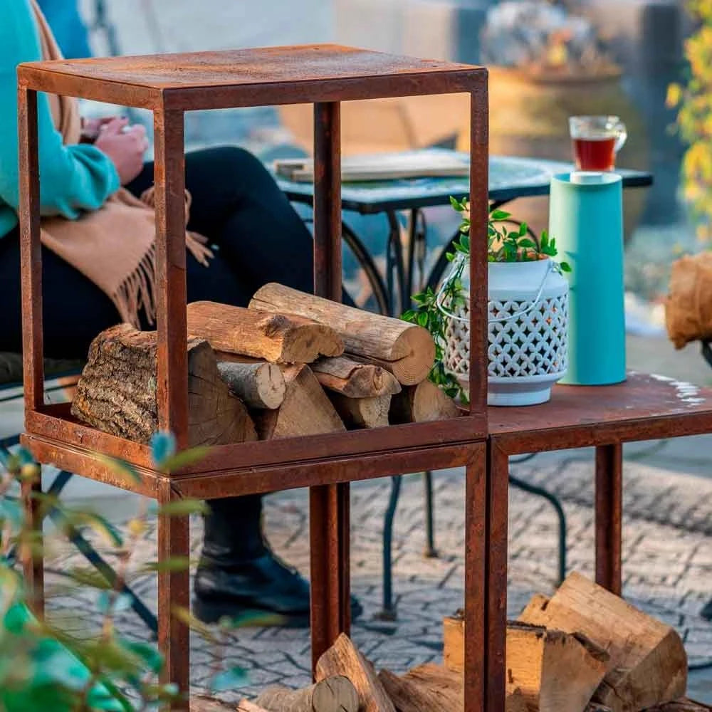 Box na dřevo z cortenové oceli – 50 cm