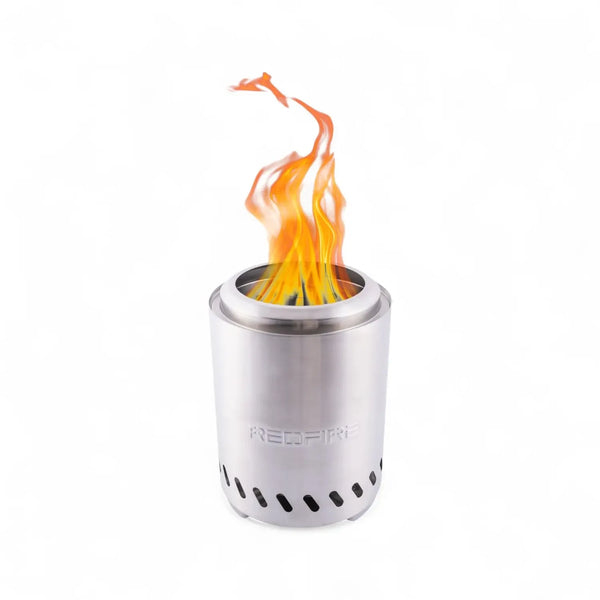 Medium Volcano tabletop fire pit in stainless steel with clean flame