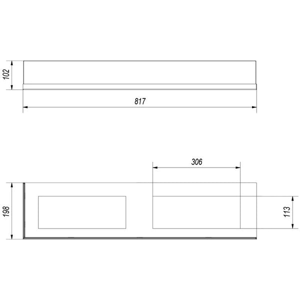 Sklo pro rohový bio krb – 90 cm vlevo
