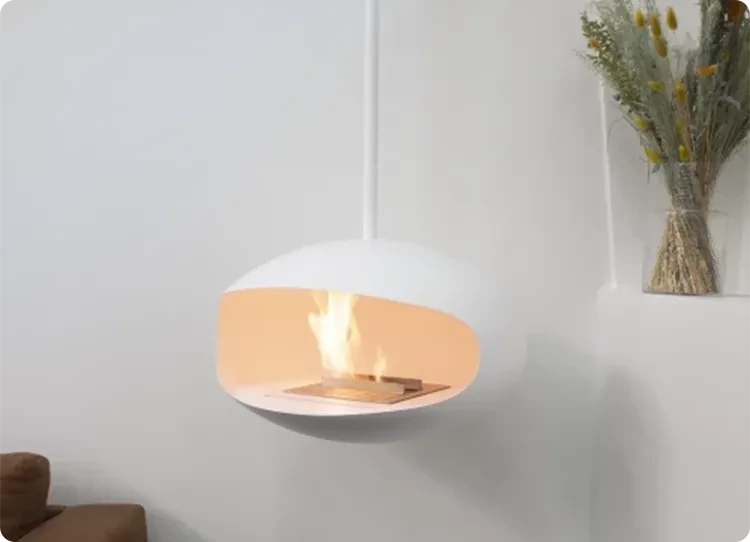 Závěsný bioethanolový krb Cocoon Aeris v bílé barvě