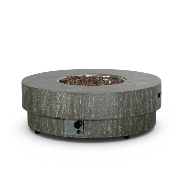 Estate Round 105 Dark Travertine – kulatý plynový stůl s ohništěm