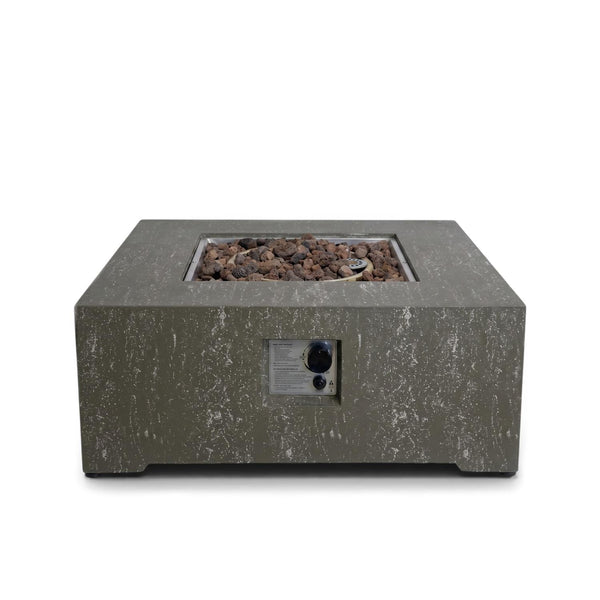 Estate Square 88 Dark Travertine – čtvercový plynový ohnišťový stůl