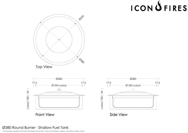 Icon Fires Round Bioethanol Burner