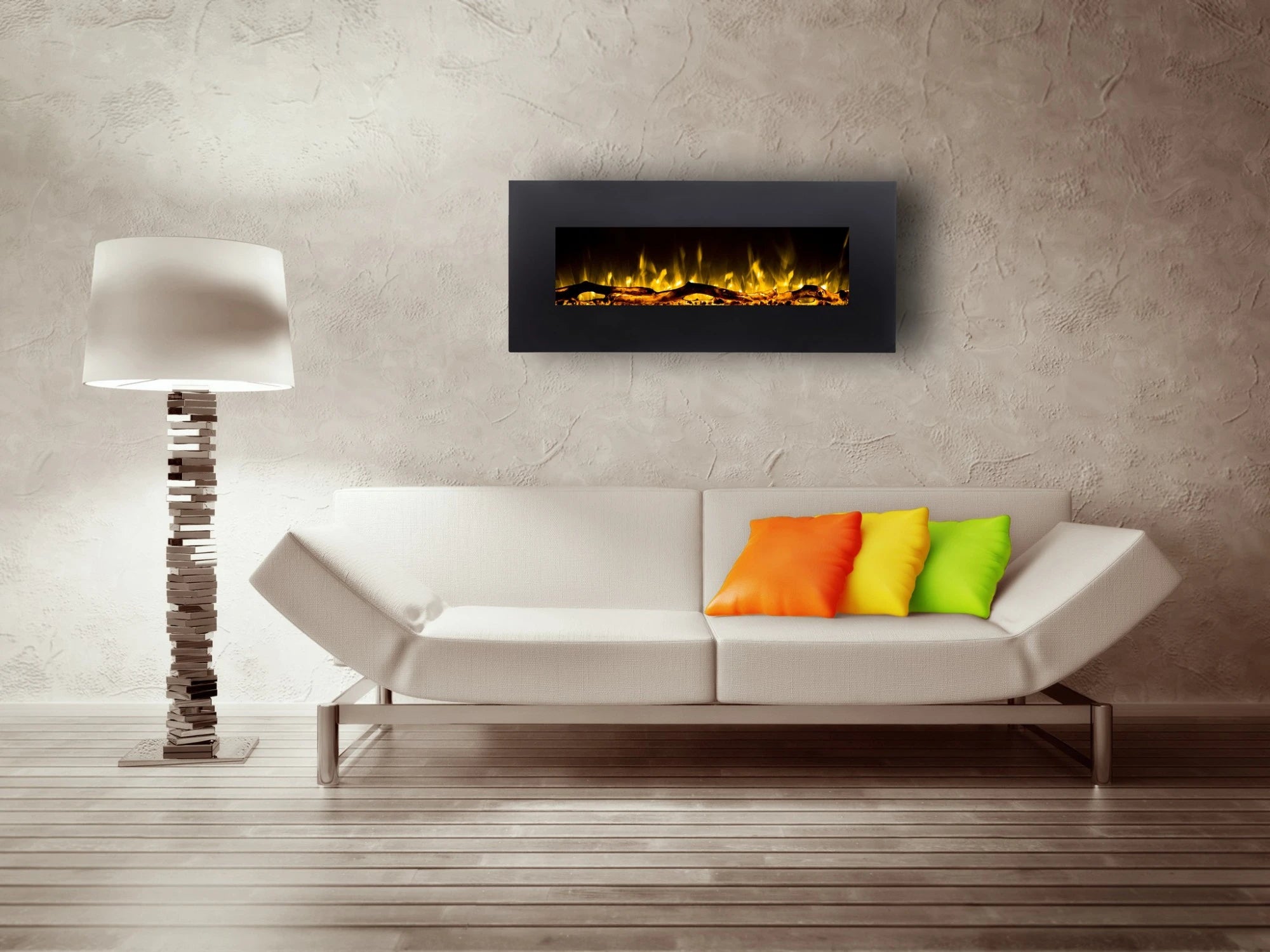 Albion 90 cm nástěnný elektrický krb – černý