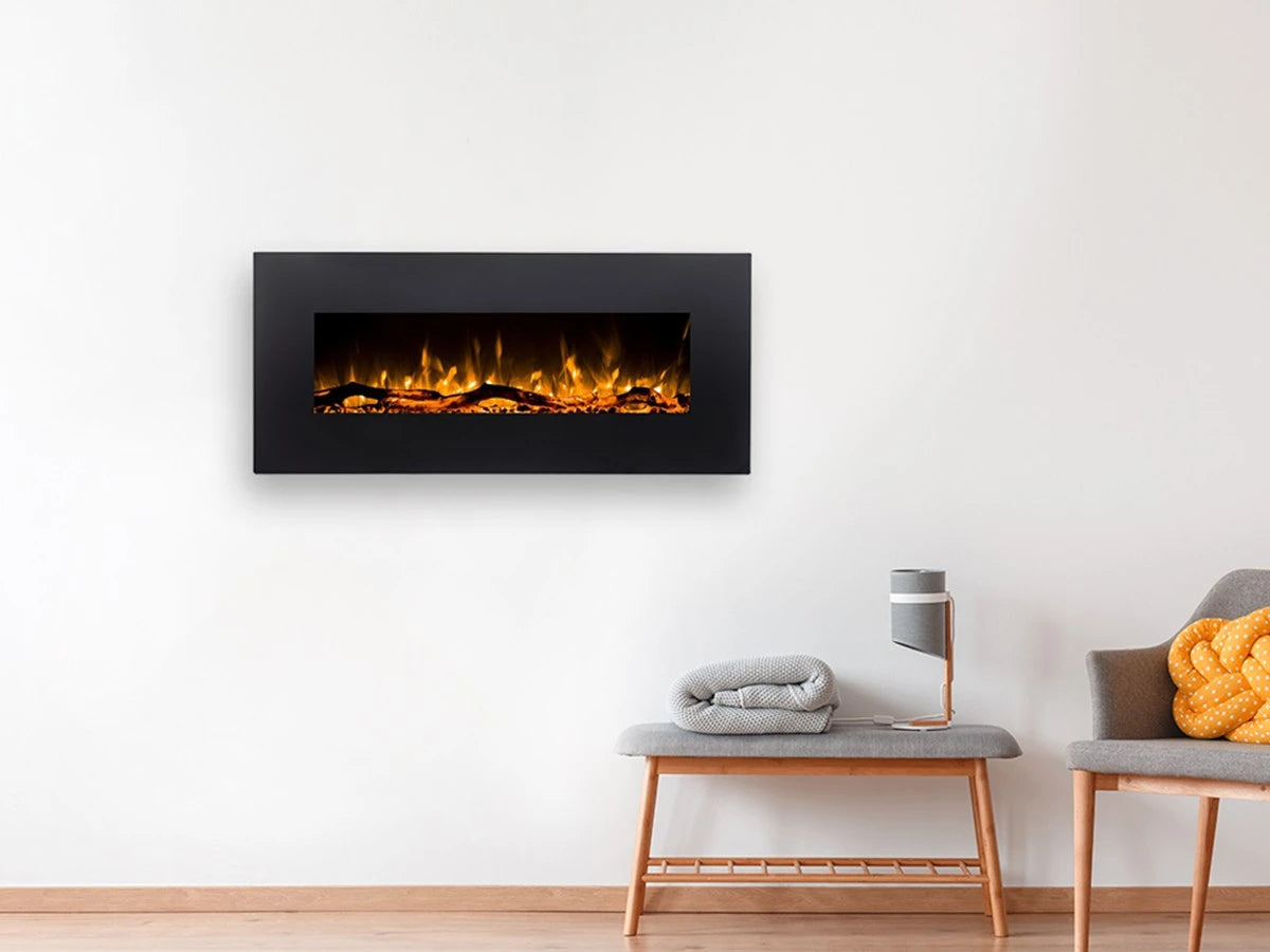Albion 90 cm nástěnný elektrický krb – černý