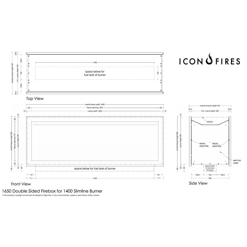 Icon Slimline Firebox FBDS1650 černý