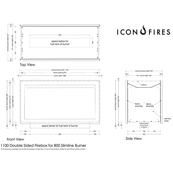 Icon Slimline Firebox FBDS1100 černý