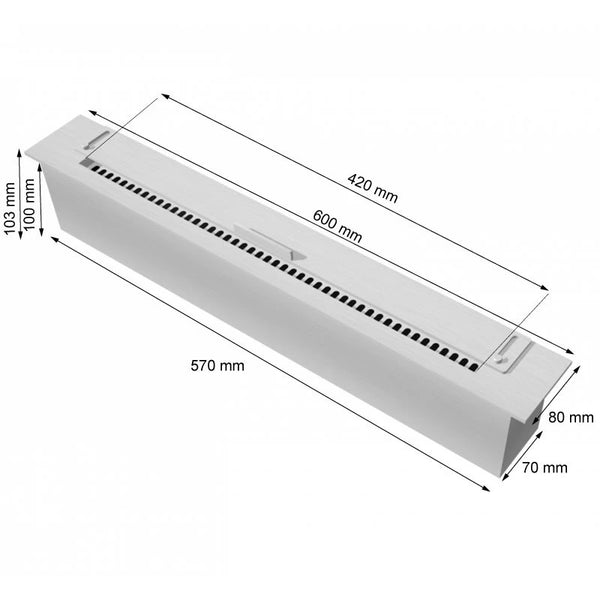 Slimline hořák ocel – 60 cm