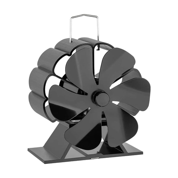 Černý ventilátor na kamna poháněný teplem – 6 lopatek | ocel