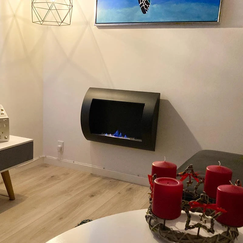 Ocean – černý nástěnný bio krb