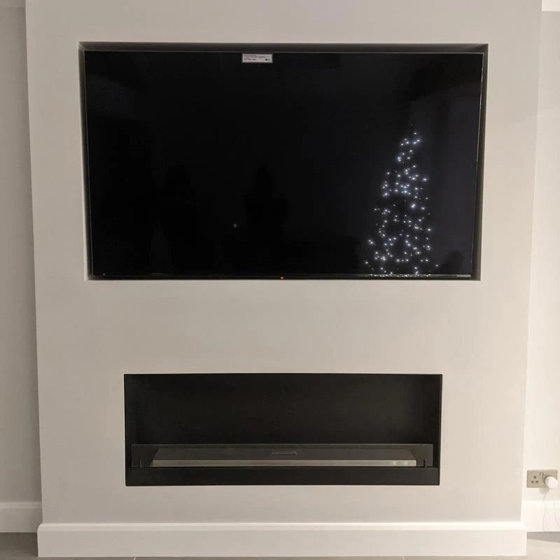 140 cm černý vestavěný biolihový krb