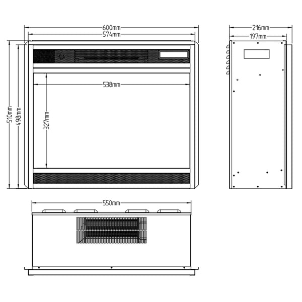 LED Classic vestavěný elektrický krb – 60 cm