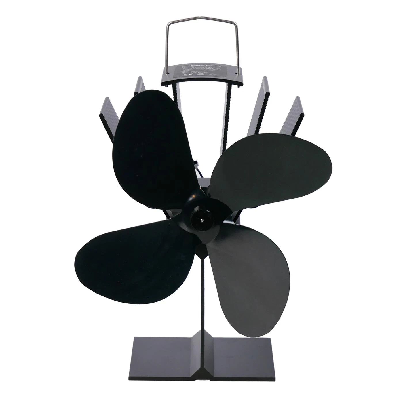 Ventilátor na kamna poháněný teplem - 4 lopatky - černá ocel