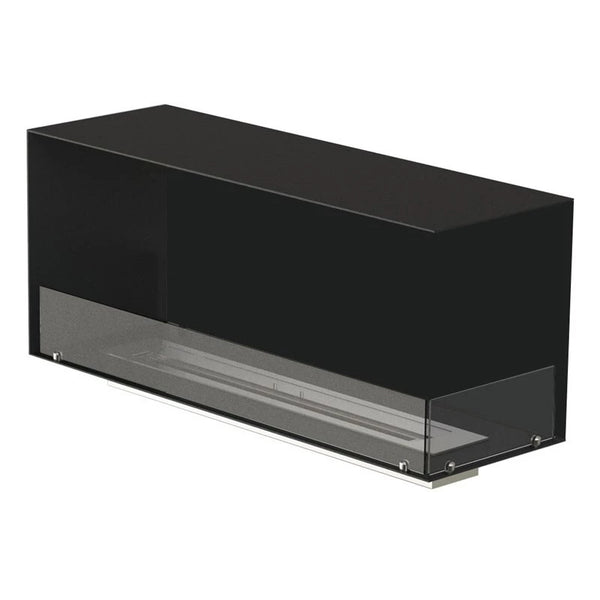 Foco Corner Right 1200 - Modern right-sided corner bioethanol fireplace with sleek black frame and tempered glass