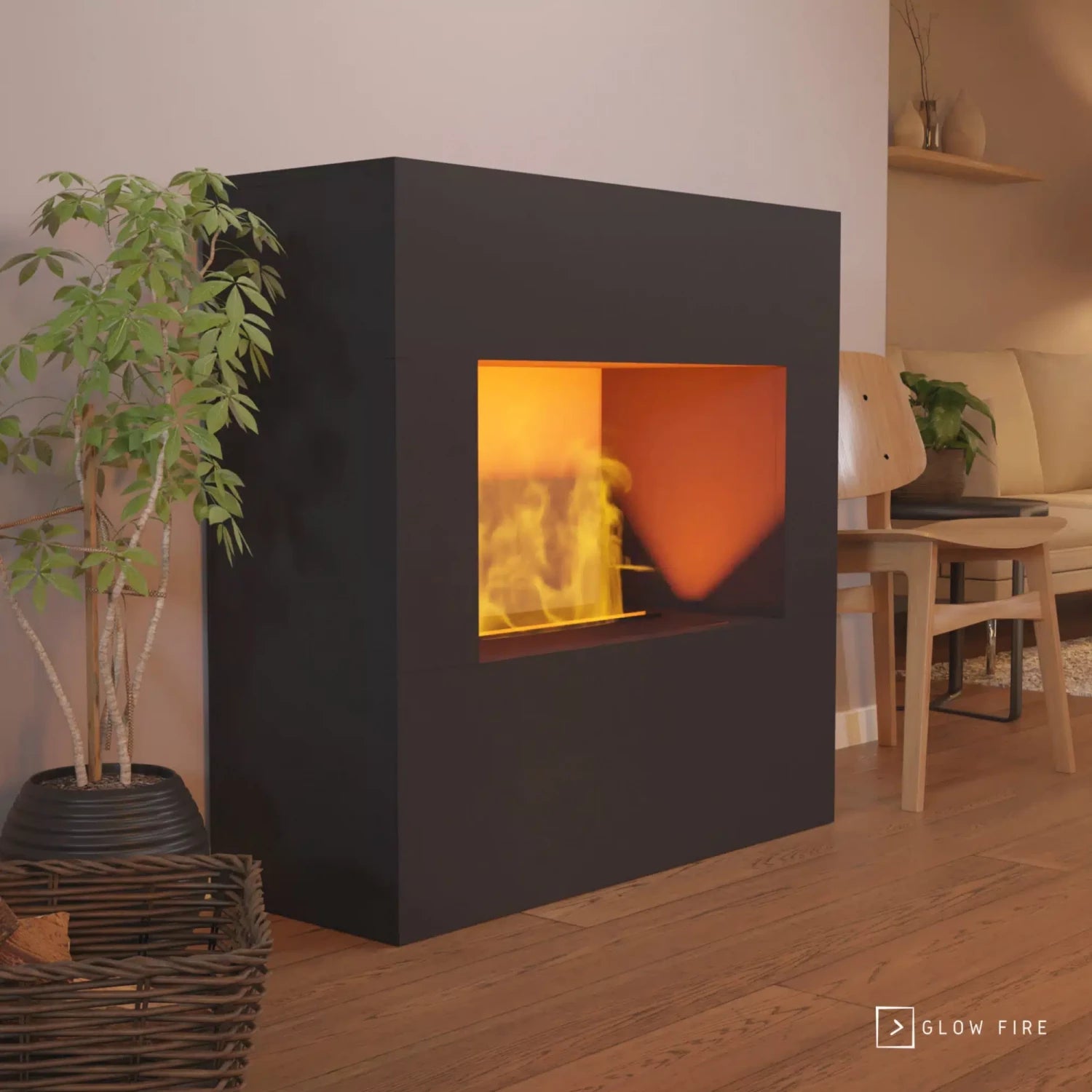Goethe černý OMC 600 | Volně stojící krb na vodní páru