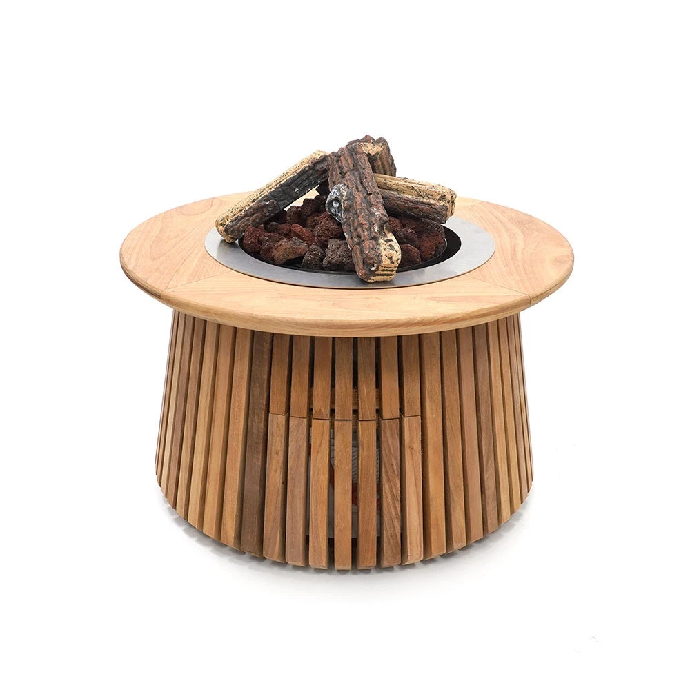 Lagune Round 60 Teak – kulatý plynový stůl s ohništěm