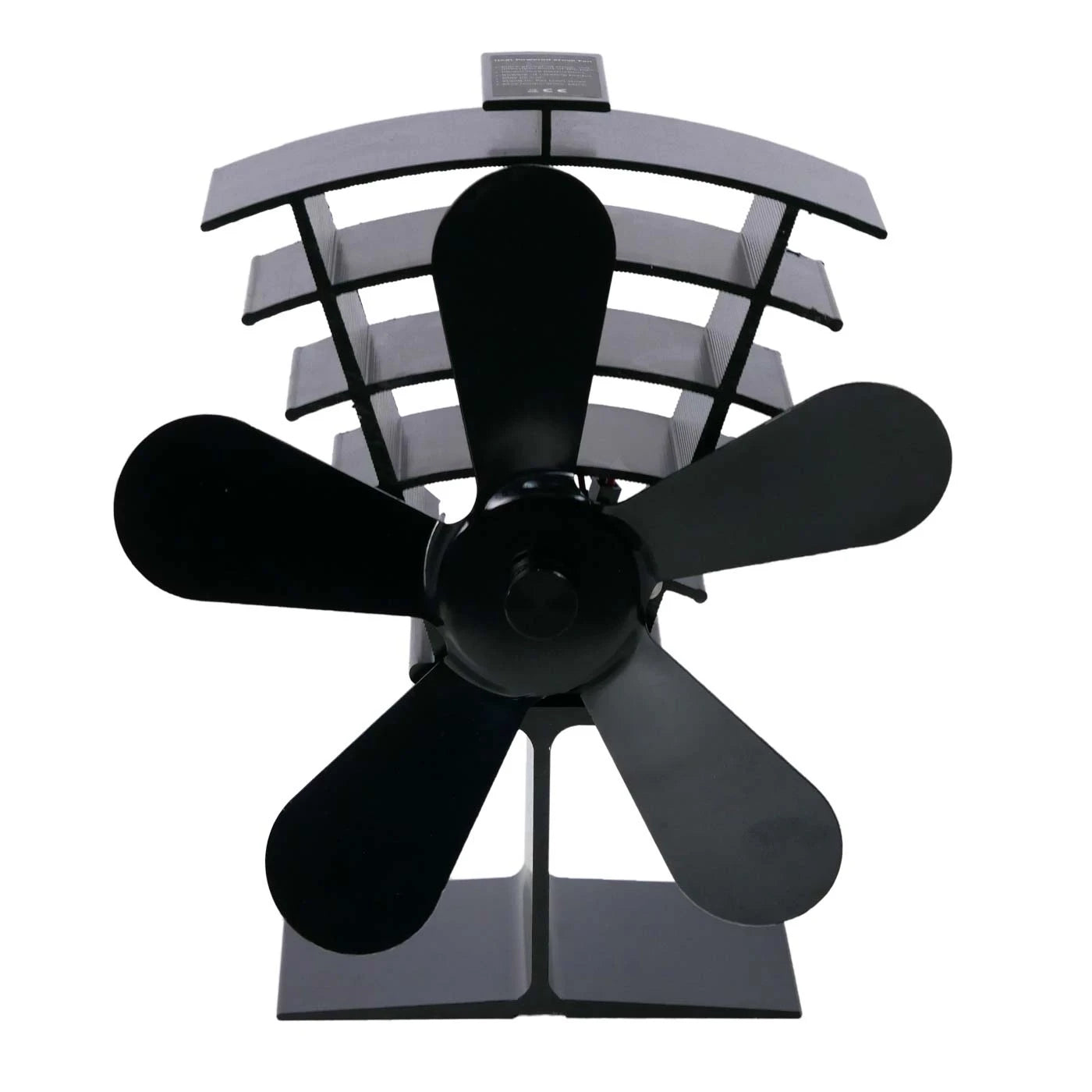 Černý ventilátor na kamna poháněný teplem – 5 lopatek | ocel
