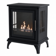 Nashville Black freestanding bioethanol stove, studio product shot