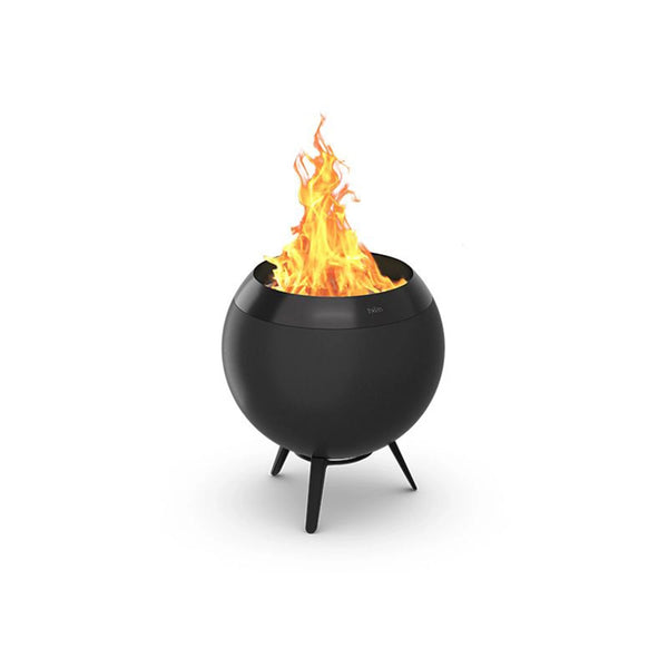 Höfats MOON 45 all black fire basket with low cast iron stand