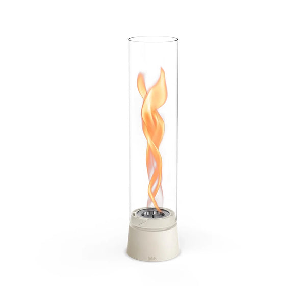 Höfats SPIN Air 1200 - Cream White Table Biofireplace with Tall Cylindrical Glass