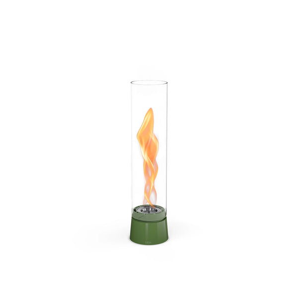 Höfats SPIN Air 900 Green Tabletop Bioethanol Fireplace with Tall Cylindrical Glass