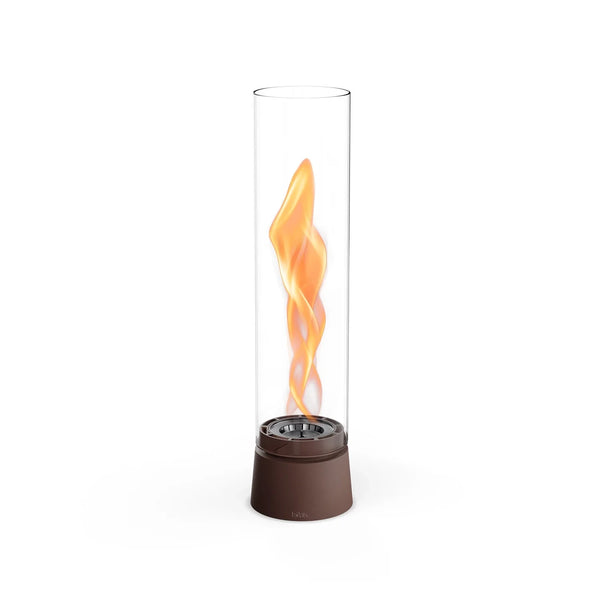 Höfats SPIN Air 900 Oxyde Red tabletop bioethanol fireplace with high cylindrical glass