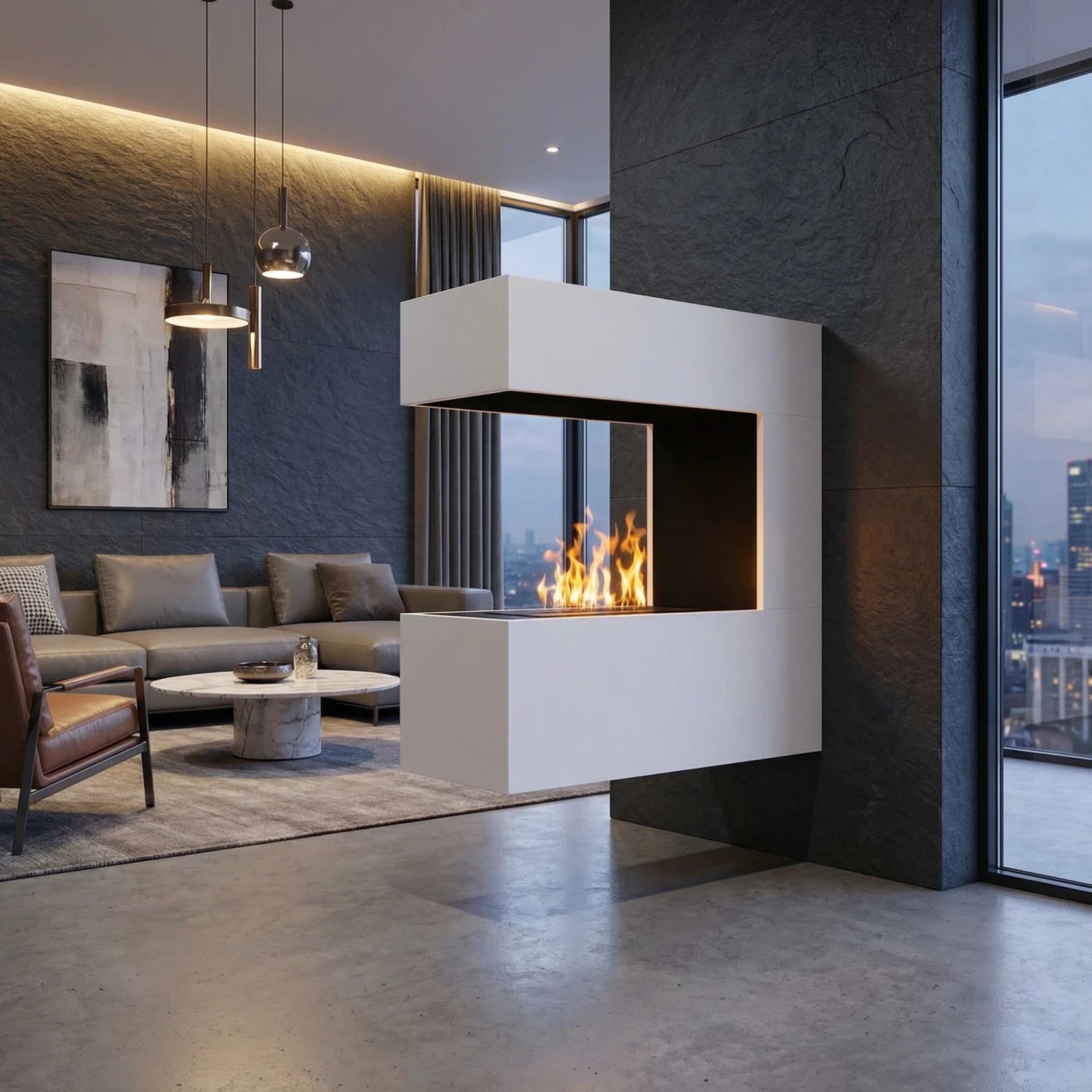 Schiller Wall White - OMC 400 | nástěnný krb na vodní páru