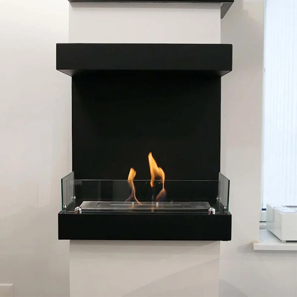 Třístranný vestavěný bio krb s komínem