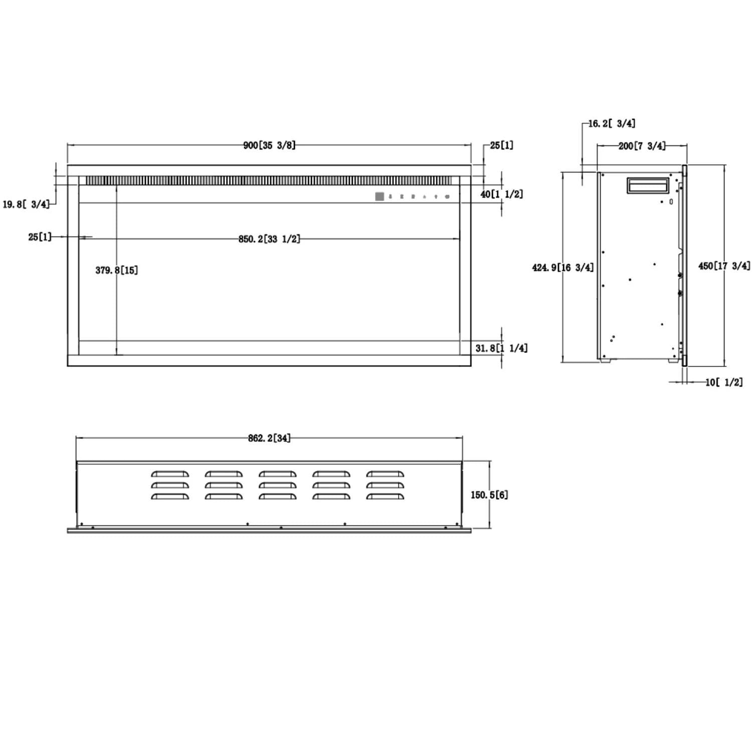 Aflamo 3D elektrická krbová vložka 35" (90 cm)