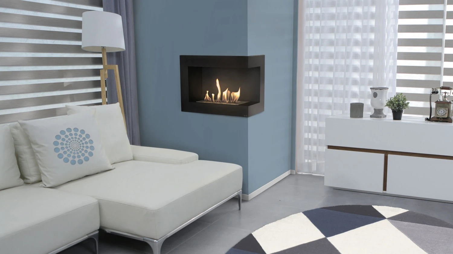Rohový bio krb 90 cm (pravý)
