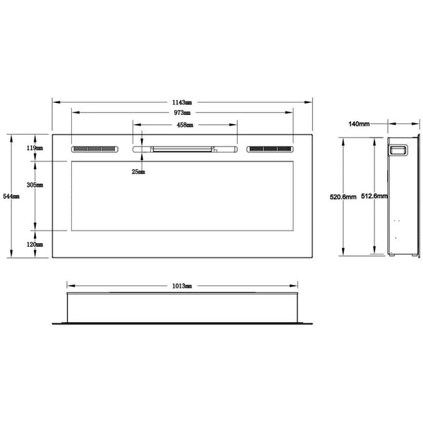 Majestic 45" – 114 cm nástěnný elektrický krb