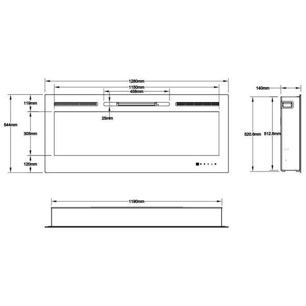 Majestic 50" - 128 cm nástěnný elektrický krb