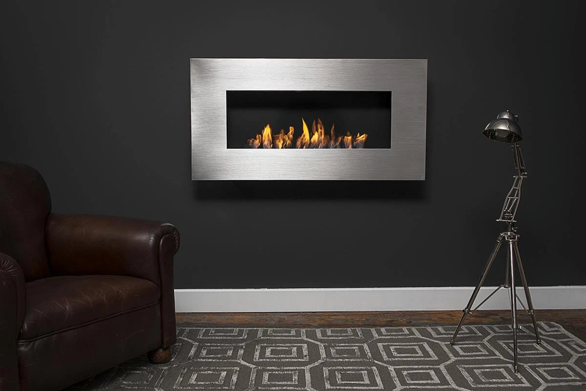 Icon Fires Nero 1150 nástěnný krb – broušená ocel