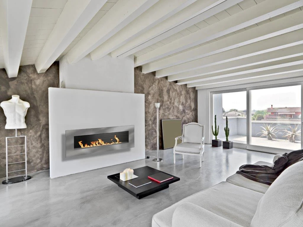 Icon Fires Nero 1150 nástěnný krb – broušená ocel