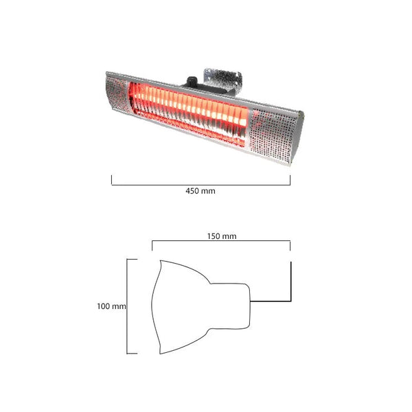 Nástěnný terasový ohřívač 1500 W, GT, 51 cm