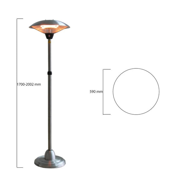 Stojací teleskopický ohřívač 900-1200-2100 W stříbrný