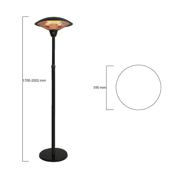 Stojací teleskopický ohřívač 900-1200-2100 W černý
