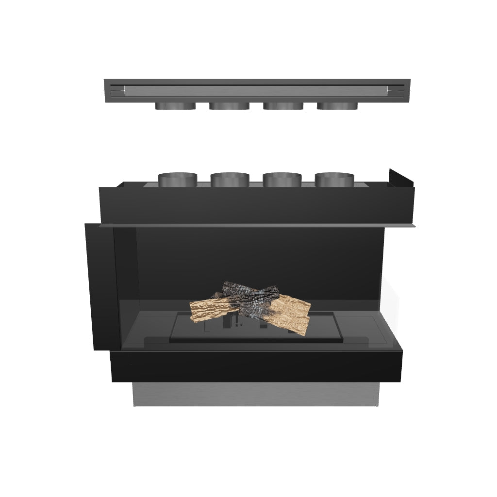 Flogs Box 1000 Pravý roh (ventilace do místnosti) – bioethanolový krb