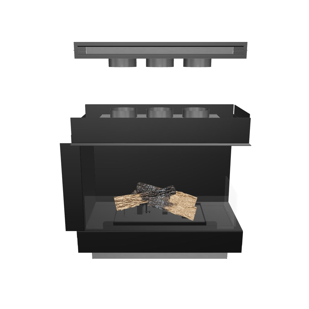 Flogs Box 800 Pravý roh (ventilace do místnosti) – bioethanolový krb