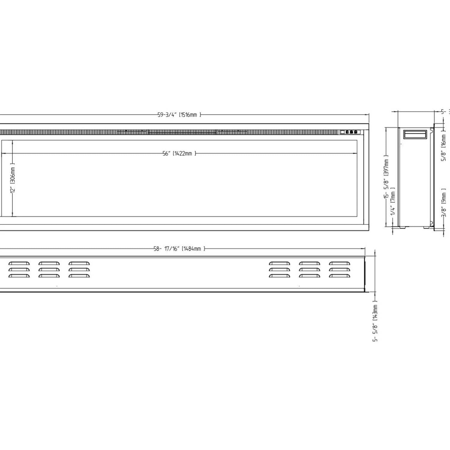 Royal elektrický krb 60" – 152 cm nástěnný krb