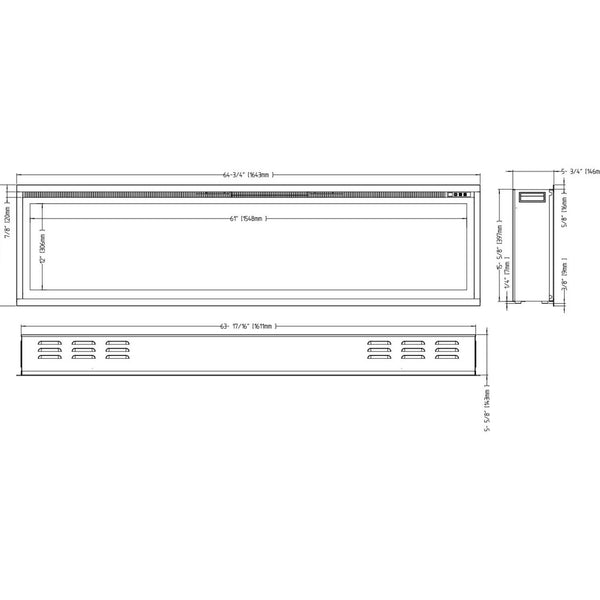 Royal elektrický krb 65" - 165 cm nástěnný krb
