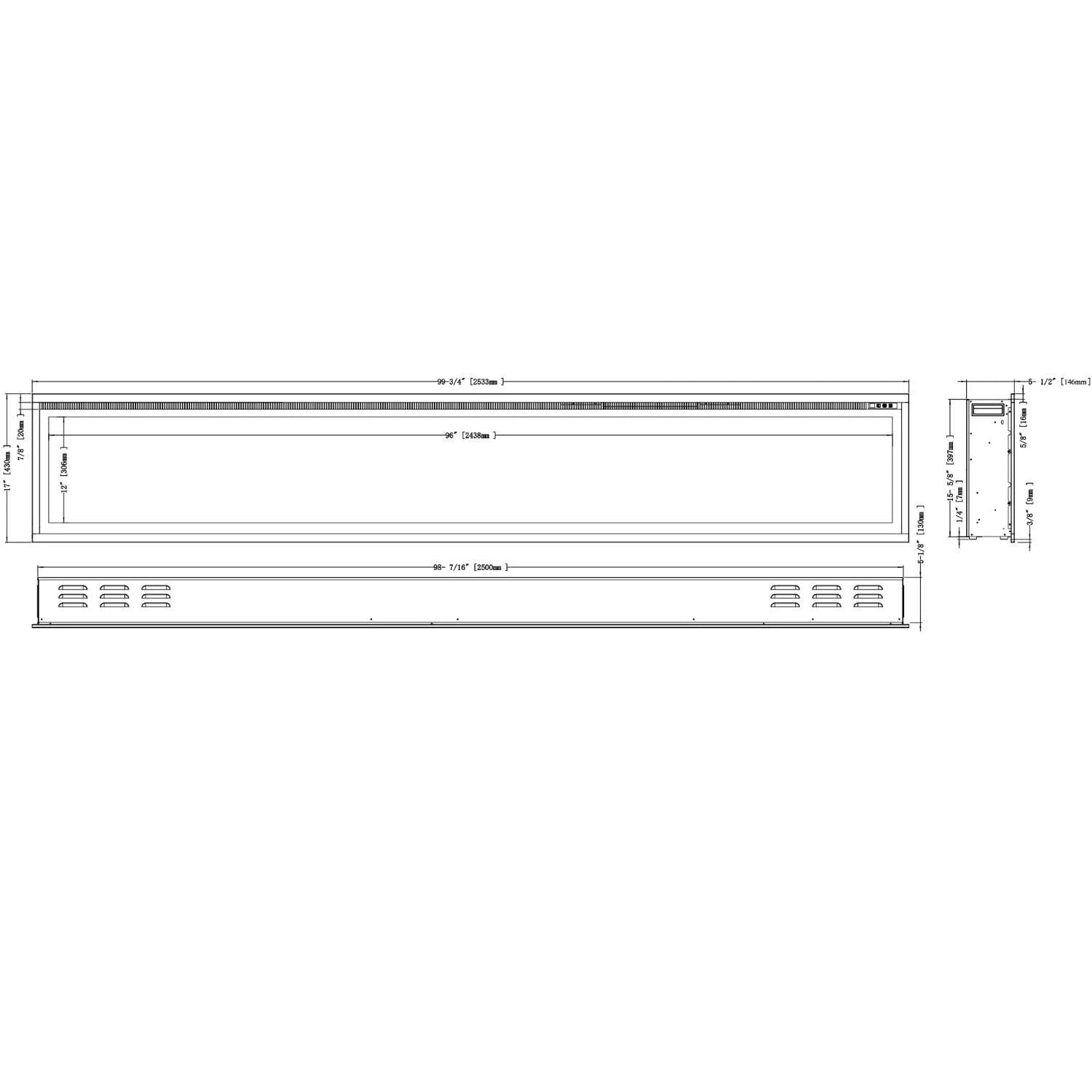 Royal elektrický krb 100" - 254 cm nástěnný krb