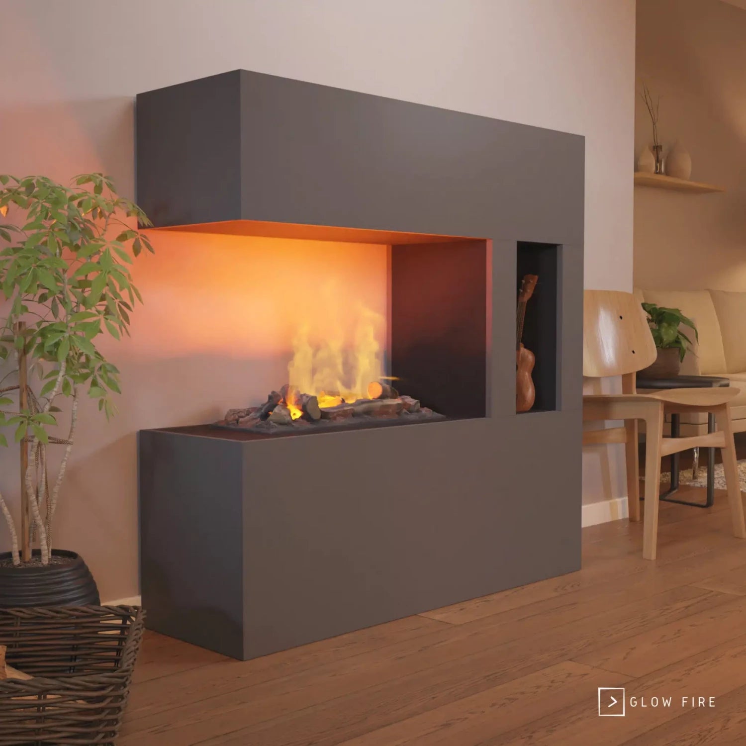 Schiller Pocket šedý - OMC 600 | Volně stojící krb na vodní páru